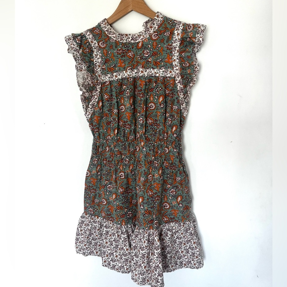 Universal Thread Brown and Orange Flutter Sleeve Mini Dress